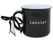 Wholesale - Debossed "indulge" Camper Mug with Inside Blue Nicole Miller C/P 36, UPC: 195010133432